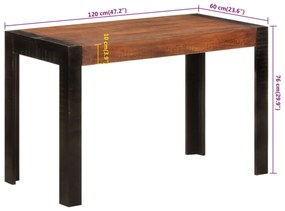 mézbarna tömör mangófa étkezőasztal 120x60x76 cm