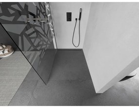 Mexen Kioto, Walk-In zuhany paraván 100 x 200 cm, 8 mm átlátszó üveg fehér mintás, grafit profil, 800-100-101-95-85