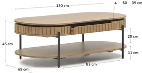 Mangófa dohányzóasztal 130x65 cm Licia - Kave Home