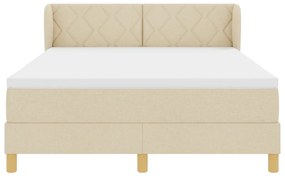 Boxspring Ágy Matrac Felszereléssel - Krém, 140x190 cm, Szövet
