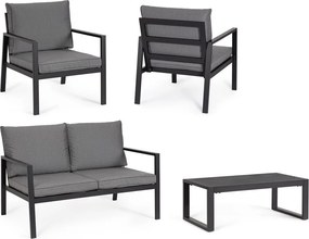 Antracitszürke alumínium négyszemélyes kerti lounge szett Hilde – Bizzotto