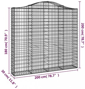 6 db íves horganyzott vas gabion kosár 200x30x180/200 cm