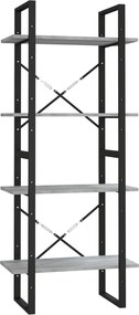 vidaXL 4 szintes szürke sonoma szerelt fa könyvszekrény 60x30x140 cm