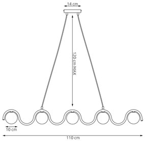 Kábeles csillár SINUS 5xG9/8W/230V fekete