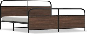 vidaXL barna tölgy színű fém ágykeret matrac nélkül 193 x 203 cm