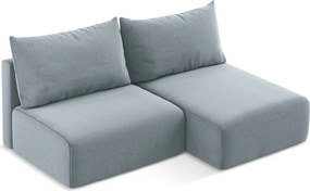 Kék bársony kinyitható-tárolóhelyes sarokkanapé (jobb oldali-heverő résszel) Kalena – Makamii