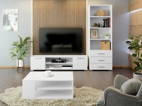 Nappali szett Comfivo R107Fehér, Tv állvánnyal, További kapcsolódó termékekkel, Kiegészíthető, Laminált forgácslap, 190x35cm