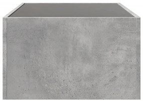 betonszürke végtelen hatású LED-es dohányzóasztal 90x50x30 cm