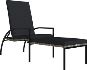 vidaXL szürke polyrattan napozóágy lábtartóval