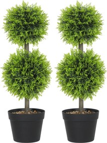 HOMCOM 2 db dekoratív műnövény — 60 cm-es cserépben lévő buxus gömbök | Aosom