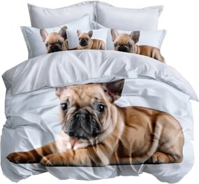 3D Ágyneműhuzat garnitúra 160x200 Kutya Bulldog Állatok Világos 3 részes