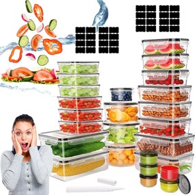 Műanyag Ételtároló Dobozok Légmentesen Záródó Fedéllel 25 Db Címkék