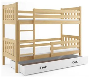 Gyermek emeletes ágy Carino tárolóhellyel, mérete 80x190 cm. Fehér