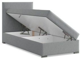 Agen egyszemélyes ágy, szövet, ágyneműtartóval, szürke