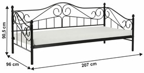 Egyszemélyes ágy 90 cm Danina (fekete) (ágyráccsal). 1016019