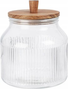 Üvegtartály 2200 ML Fa Fedél 16 x 19 CM Kekszekhez
