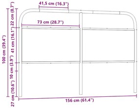fejtámla füstölt tölgy 150 cm acél és fűrészelt fa