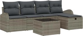 vidaXL Kerti Kanapé Szett párnával tárolóval 6 pcs Szürke Poli rattan