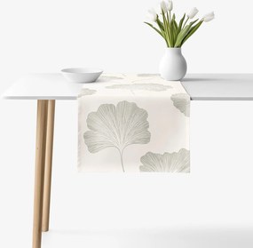 Goldea pamut asztali futó - minimalista ginkgolevelek 20x120 cm