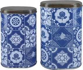 Konyhai Dobozok Mozaik sötétkék-fehér Szett 2 Db-os