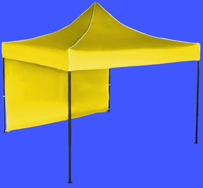 Gyorsan összecsukható sátor 3x3 m – acél, Sárga, 1 oldalfal