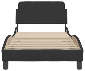 fekete bársony ágykeret fejtámlával Dover 90x200 cm