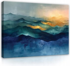 Absztrakt Kép Arany Kék Modern Vászon Falra 120x80