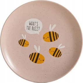 Annbee tányér méhecskével rózsaszín 16 cm Homla