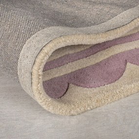 Lila-natúr színű kézi szövésű gyapjú szőnyeg 160x230 cm Lois Scallop – Flair Rugs