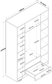 Ruhásszekrény Bastet 2331 (dió + fehér) . 1101408