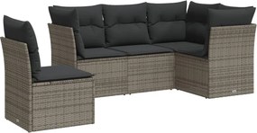vidaXL 5 részes szürke polyrattan kerti ülőgarnitúra párnákkal
