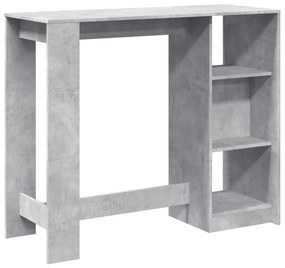 betonszürke szerelt fa bárasztal polccal 124 x 46 x 103,5 cm