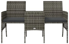 2 személyes szürke polyrattan kerti kanapé asztallal/székkel