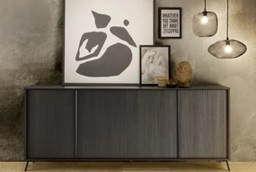 CITY Négyajtós komód, fekete, laminált vázzal és előlapokkal