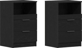 vidaXL Éjjeliszekrény 2 pcs Fekete tölgy 40 x 35 x 65 cm Faanyag