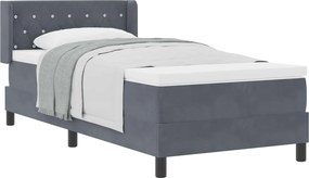 vidaXL Boxrugós ágy matracmal Sötétszürke 190 x 90 cm Poliészter