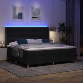Boxrugós ágy matracmal Fekete 200 x 200 cm szövet