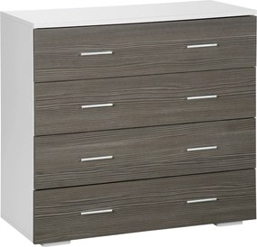 HOMCOM Modern Stílusú Tálalószekrény 4 Fiókkal 76 x 35 x 72 cm Fehér és Szürke | Aosom