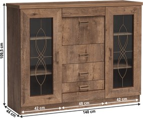 Komód, tölgyfa lefkas, TEDY TYP T14