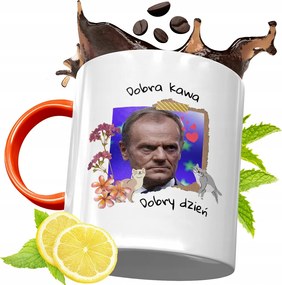 Donald Tusk Narancssárga Bögre Ajándék, fényképes nyomattal