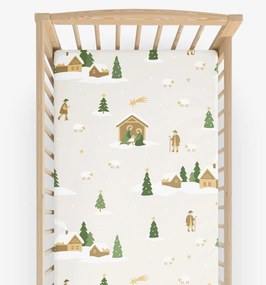 Goldea karácsonyi gyermek gumis pamut lepedő kiságyba - karácsonyi dalok 70 x 140 cm