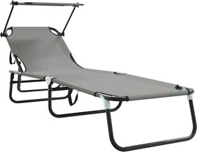 vidaXL Összecsukható nyugágy Szürke 190 x 57 x 81 cm oxford