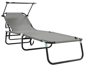 vidaXL Összecsukható nyugágy Szürke 190 x 57 x 81 cm oxford