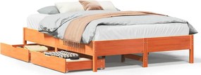 vidaXL viaszbarna tömör fenyőfa ágy matrac nélkül 150 x 200 cm
