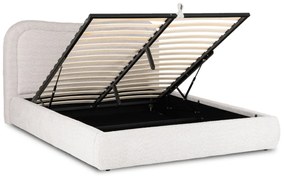 Szürke Bouclé Franciaágy Ágyneműtartóval. 160x200 HAGA