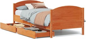 vidaXL viaszbarna tömör fenyőfa ágy matrac nélkül 75 x 190 cm