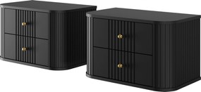 Vesper függő éjjeliszekrény készlet 56 cm - fekete / arany fogantyúk