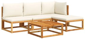 vidaXL 5 darabos akácfa és rattan kerti kanapégarnitúra párnákkal