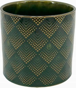 Zöld kerĂĄmia fedĆ Vintage henger 13 cm mĂĄzas cseppecskĂ©k Polnix