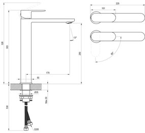 Ravak X070449 - CHROME 30 cm-es mosdócsaptelep, fényes króm